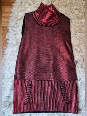 NWOT Red Metallic Knit Barbara Bui Mini Dress Size S